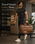 Leather Duffle Bag With Shoe Compartment - Brown