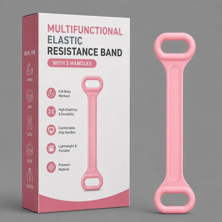 Multifunctional Elastic Resistance Band with 2 Handles ZSJ931 | Yoga, Pilates & Home Fitness Stretch Band
