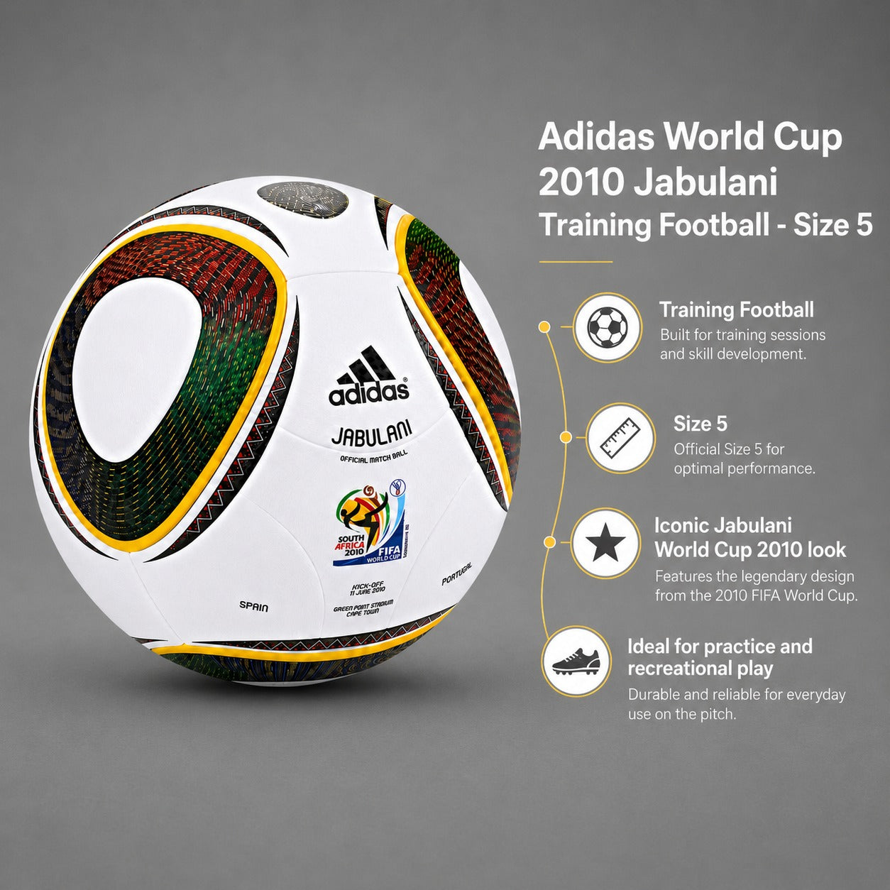 Adidas World Cup 2010 Jabulani Training Football - Size 5