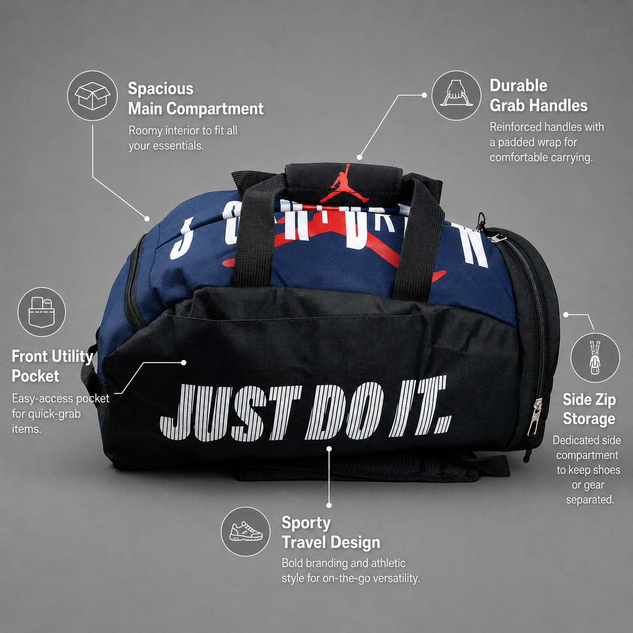 Jordan 2 in 1 Backpack & Duffel Bag - Blue n Black