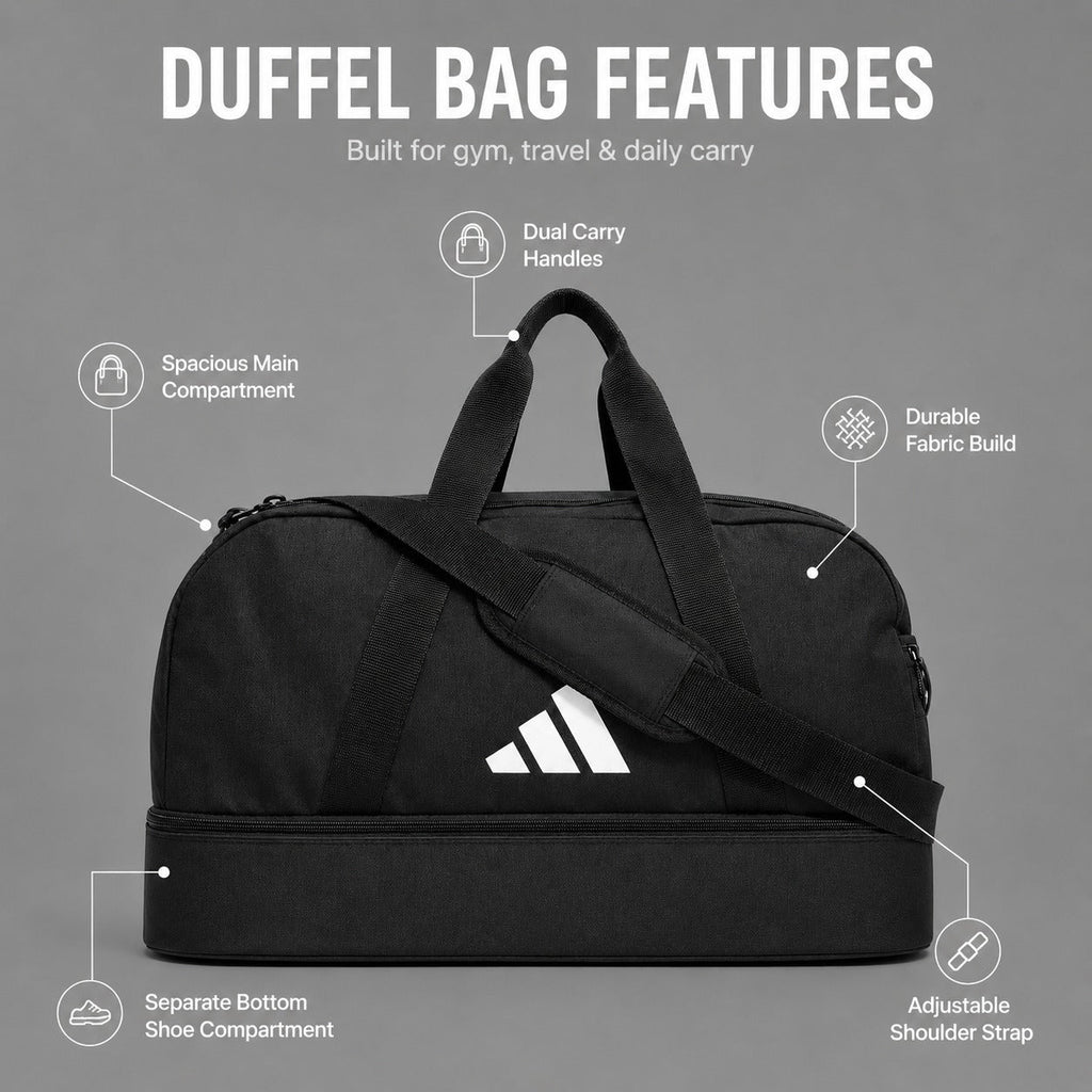 Ads Tiro League Duffel Bag With Shoe Compartment - Black