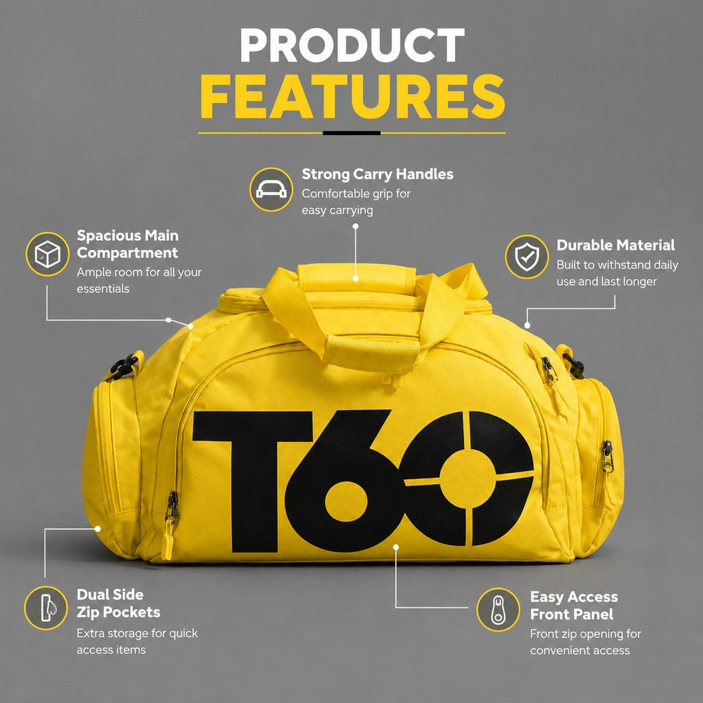 T60 Backpack 2 in 1 with Shoe Compartment - Yellow
