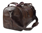 Leather Duffle Bag With Shoe Compartment - Dark Brown