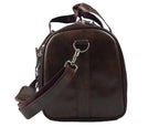 Leather Duffle Bag With Shoe Compartment - Dark Brown