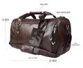 Leather Duffle Bag With Shoe Compartment - Dark Brown